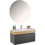 Kobos Harmony 100 cm Banyo Dolabı Seti Füme + Meguro - yok