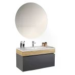 Kobos Harmony 100 Cm Banyo Dolabı Seti Füme + Meguro