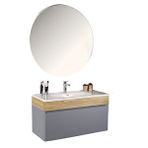 Kobos Harmony 100 Cm Banyo Dolabı Seti Light Grey + Meguro Gri