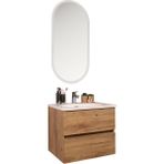 Kobos Simple 60 cm Çekmeceli Banyo Dolabı Seti Light Walnut - yok - Ahşap