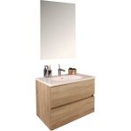 Kobos Simple 80 cm Çekmeceli Banyo Dolabı Seti Light Walnut - yok - Ahşap