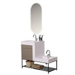 Kobos Up-down 100 Cm Banyo Dolabı Seti Latte Kahverengi