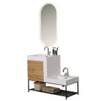 Kobos Up-down 100 Cm Banyo Dolabı Seti Light Walnut Beyaz