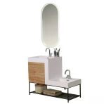 Kobos Up-Down 100 Cm Banyo Dolabı Seti Light Walnut