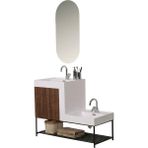 Kobos Up-Down 100 cm Banyo Dolabı Seti New Dark Walnut - yok - Ahşap - Beyaz