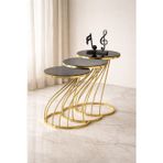 Kobra Model 3'lü Zigon Sehpa - Metal Ayaklı Modern Tasarım - Gold ve Gümüş Renk Seçenekli | Çelsan Metal (Gold)