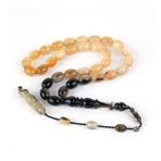 Koç Boynuzu Beyzi Kesim 9.5x13mm Tesbih - Açık Koyu Kahve