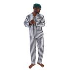 Kocabey 4007 Uzun Kol Çizgili Gaffur Erkek Pijama Takım Antrasit 2XL