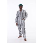 Kocabey 4007 Uzun Kol Çizgili Gaffur Erkek Pijama Takım Antrasit Xl