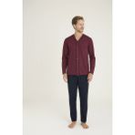 Kocabey 9225 Erkek V.yaka Boydan Düğmeli Pijama Takım - Bordo