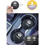 Kocamın Tasarımı Daewoo Damas Yazılı Karbon Araç Bardak Altlığı Daewoo Damas Modeli İçin 7 cm Şık Tasarım 2 Adet