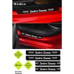 Kocamın Tasarımı Dekoratif Karbon Kapı Eşiği Dacia Sandero Stepway Yazılı Siyah Beyaz 4 Parça 2 Ön 2 Arka Kaplama Dac