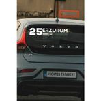 Kocamın Tasarımı Erzurum 25 Plaka Kodlu Beyaz Araç Sticker Çat İlçe Yazılı Özel Tasarım 40x8 cm Şehir ve İlçe Temalı