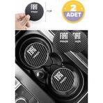Kocamın Tasarımı Fiat Panda Siyah Karbon Bardak Altlığı 2 Adet Fiat Logolu Panda Yazılı 7 cm Için Özel Tasarım - Karbon - Beyaz