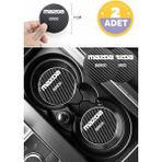 Kocamın Tasarımı Mazda B2500 Siyah Karbon Bardak Altlığı 2 Adet Mazda Logolu B2500 Yazılı 7 cm Için Özel Tasarım - Karbon - Beyaz
