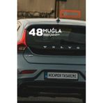 Kocamın Tasarımı Muğla 48 Plaka Kodlu Beyaz Araç Sticker Yatağan Ilçe Yazılı Özel Tasarım 40X8 cm Şehir ve Ilçe Temalı Kaliteli Sticker