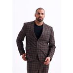 Koch London Erkek Kahverengi Ekose Battal Boy Büyük Beden Blazer Ceket - Şık Ve Modern Tasarım, Rahat Kesim