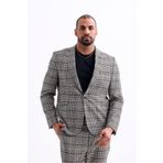 Koch London Erkek Modern Battal Beden Büyük Boy Blazer Ceket - Gri Ekose Desenli, Şık Ve Zarif Tasarım