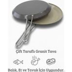 kochler Granit Kaplama 33 cm Çift Taraflı Balık, Et ve Tavuk Pişirme Tavası