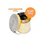KOÇSAN Yapışkanlı Kapı, Pencere Fitili, Kapı & Pencere Bandı Contası, Beyaz 10 mt (5x2mt)