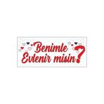 kocstudyo Evlilik Teklifi Pankartı, Benimle Evlenir Misin?, 70x120 cm, Çok Renkli, Vinil, Dayanıklı