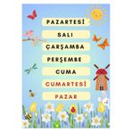 kocstudyo Haftanın Günlerini Öğreniyorum Poster 50x70 cm Vinil Branda Dijital Baskı Duvar Sanatı