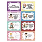 kocstudyo Sınıf Kuralları Posteri, 50 x 70 cm, Okul Sınıfı için Vinil Branda Duvar Afişi