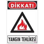 KOD:852 Dikkat Yangın Tehlikesi 25x35 Uyarı Levhası