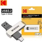 Kodak 32Gb.Type-C ve Usb 3.2 Type-C Girişli Tüm Telefonlara ve İphone 15/16/17 Serisine Uygun Yüksek Hızlı Otg Flash Bellek Çift Giriş Metal Sağlam Orjinal