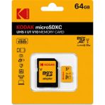Kodak 64GB Micro SD UHS-I C10 U1 V10 Hafıza Kartı + Adaptör Sarı Renk ile Güvenilir Veri Depolama - 64 gb