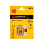 Kodak 64GB Uhs-I U3 V30 Micro Sd Kart + Adaptör (Kırmızı)