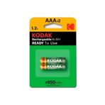 Kodak AAA 650 Mah Şarjlı Pil 2'Li Paket – İnce Kumanda Pili Ni-MH Doldurulabilir Şarj Edilebilir Kalem Pil Seti