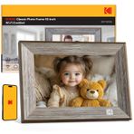 KODAK Ahşap WiFi Dijital Resim Çerçevesi, 32G 10,1 inç Dijital Fotoğraf Çerçevesi 1280x800 HD IPS Dokunmatik Ekran, Otomatik Döndür, Fotoğrafları ve Videoları KODAK App ile Paylaşın, Arkadaşlarınız ve