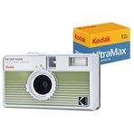 KODAK EKTAR H35N 35mm Filmli Analog Fotoğraf Makinesi- Çizgili Yeşil+Ultramax 24 Poz Film