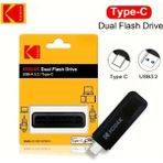Kodak Yüksek Hızlı 256Gb.Type-C ve Usb 3.2 Type-C Girişli Tüm Cihazlara İphone 15/16/17 Serisine Uygun Otg Flash Bellek Çift Giriş Sağlam Orjinal - Gri - 256 GB