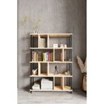 KODIGU 5 Raflı Kitaplık - Kitaplık - 130CM x 90CM x 30CM Kitaplık - Çevir Kur Kitaplık | Kitaplık - Meşe