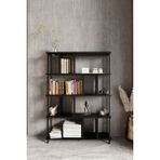 KODIGU 5 Raflı Kitaplık - Kitaplık - 130CM x 90CM x 30CM Kitaplık - Çevir Kur Kitaplık | Kitaplık - Siyah