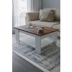 KODIGU Ceviz - Beyaz Sole Orta Sehpa 60x90x45 Alt Büyük Raflı