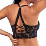 KOEMCY-KÖMCY Kadın Dantelli Sütyen Push Up Telsiz Sütyen Seksi Kaldırma Sütyen Dikişsiz Bralette Bandeau Sütyen Büstiyer Kırpma Üst Seksi İç Giyim (Siyah, L)