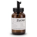Koffs Design Barista Şekerlik, Paslanmaz Çelik Dozajlayıcılı – Şeker, Tohum, Müsli Topingleri için Kişiye Özel Baskı Yapılabilir Serpme - UV Korumalı Modern Cam Şekerlik - Şeker 200 ml
