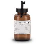 Koffs Design Barista Şekerlik, Paslanmaz Çelik Dozajlayıcılı – Şeker, Tohum, Müsli Topingleri için Kişiye Özel Baskı Yapılabilir Serpme - UV Korumalı Modern Cam Şekerlik - Şeker 300 ml