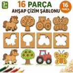 Kogito Kids Adım Adım Kolay Resim yap-Montessori Ahşap Boyama Eğitici Şablonlar Çizim Set-(4-6 yaş)+ Mindful Deneyim Videosu
