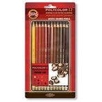 Koh-i Noor Polycolor Artist Kahverengi Tonlar Metal Kutu 12'li Kuru Boya Kalemi