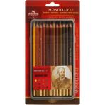 koh-ı noor polycolor sanatsal kuru boya kalemi metal kutu kahverengi tonlar of artist´s coloured pencils brown lin 3822-012014bl - Yok