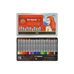 Koh-i Noor Wax Aquarell Balmumu Kalın Boya Kalemi 24 Renk Metal Kutu