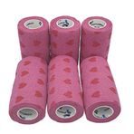 Kohäsive Bandage Love Pembe Renk ve Kırmızı Esnetilmiş 6 Rulo x 10 cm x 4,5 m Kendinden Yapışkanlı Esnek, Profesyonel Kalite, İlk Yardım Spor Sarma Bandajları, 6 Adet