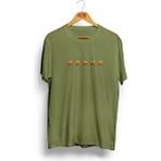 Koi Art Design Beş Yıldız / Erkek Haki Yeşil Renk T-Shirt / %100 Pamuk Premium Quality / Regular Fit - 2XL