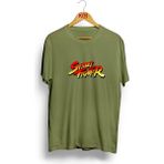 Koi Art Design Street Fighter/ Erkek Haki Yeşil Renk T-Shirt / %100 Pamuk Premium Quality / Regular Fit - 2XL