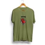Koi Art Design Thrasher Baskılı / Erkek Haki Yeşil Renk T-Shirt / %100 Pamuk Premium Quality / Regular Fit - XL