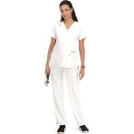 Koi Next Gen 1019 – 739 Kadın Scrubs Takımı – İthal, 4 Yön Esnek ve Premium Ultra Konforlu Doktor Hemşire Forması - Beyaz - 2XL